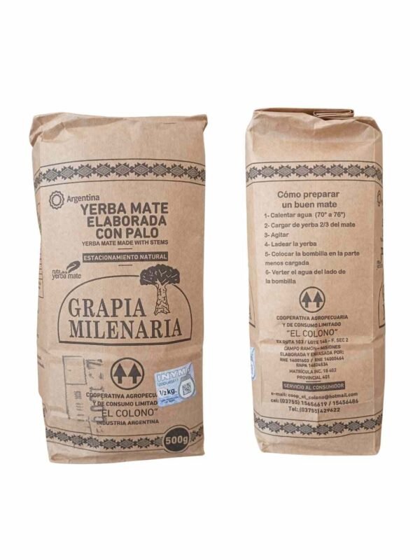 Yerba Mate Grapa Milenaria Tradicional 500 grms